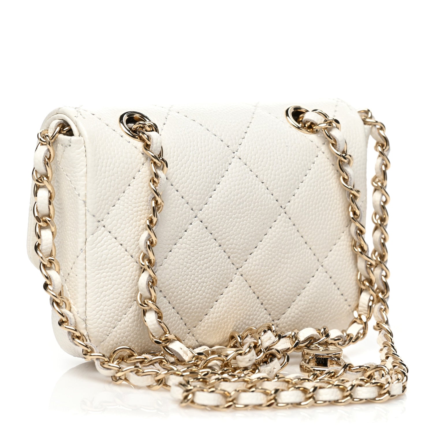 Chanel Caviar Quilted Mini Chain Belt Bag White 2 of 8
