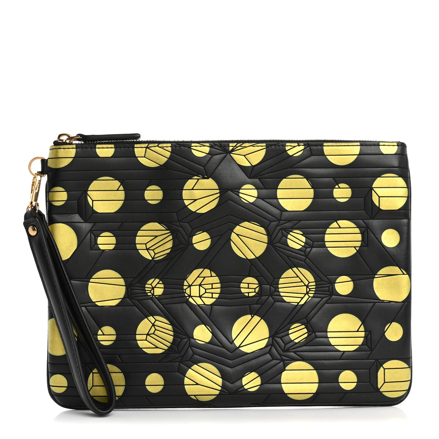 Visetos Polka Dot Wristlet Zip Pouch Black Gold