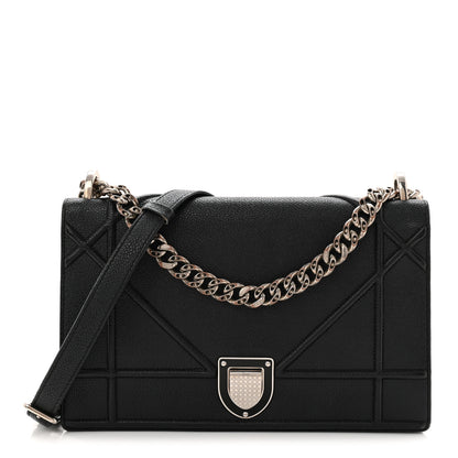 Christian Dior Grained Calfskin Medium Diorama Flap Bag Black 1 of 14