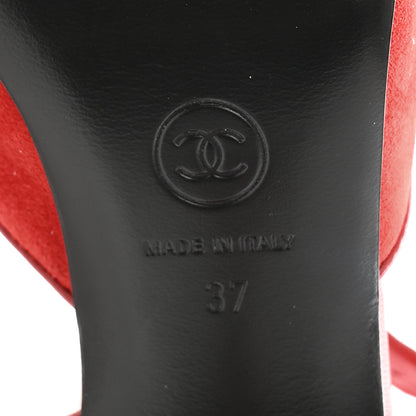Chanel Kid Suede Sandals 37 Red 8 of 12