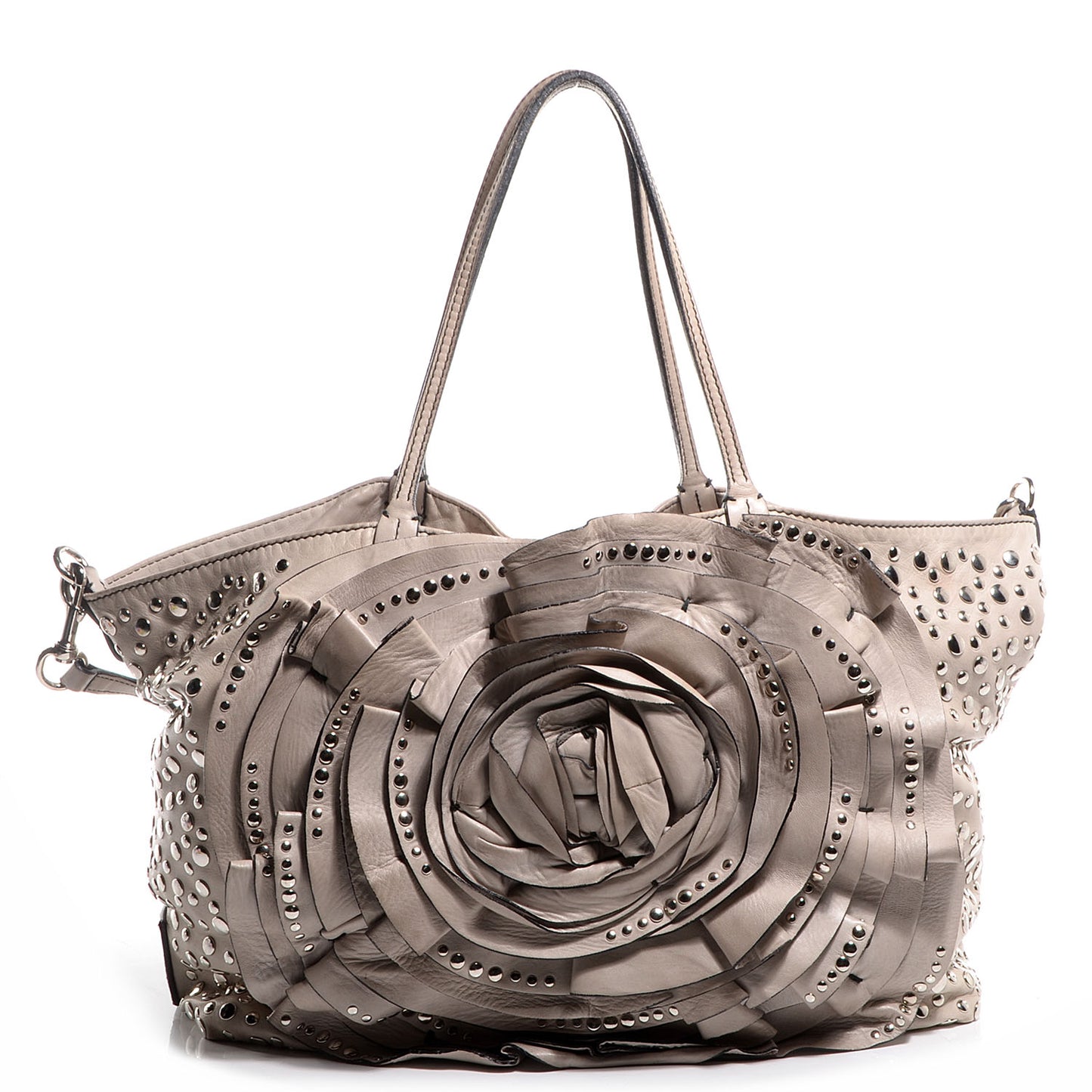 Nappa Studded Petale Tote Taupe