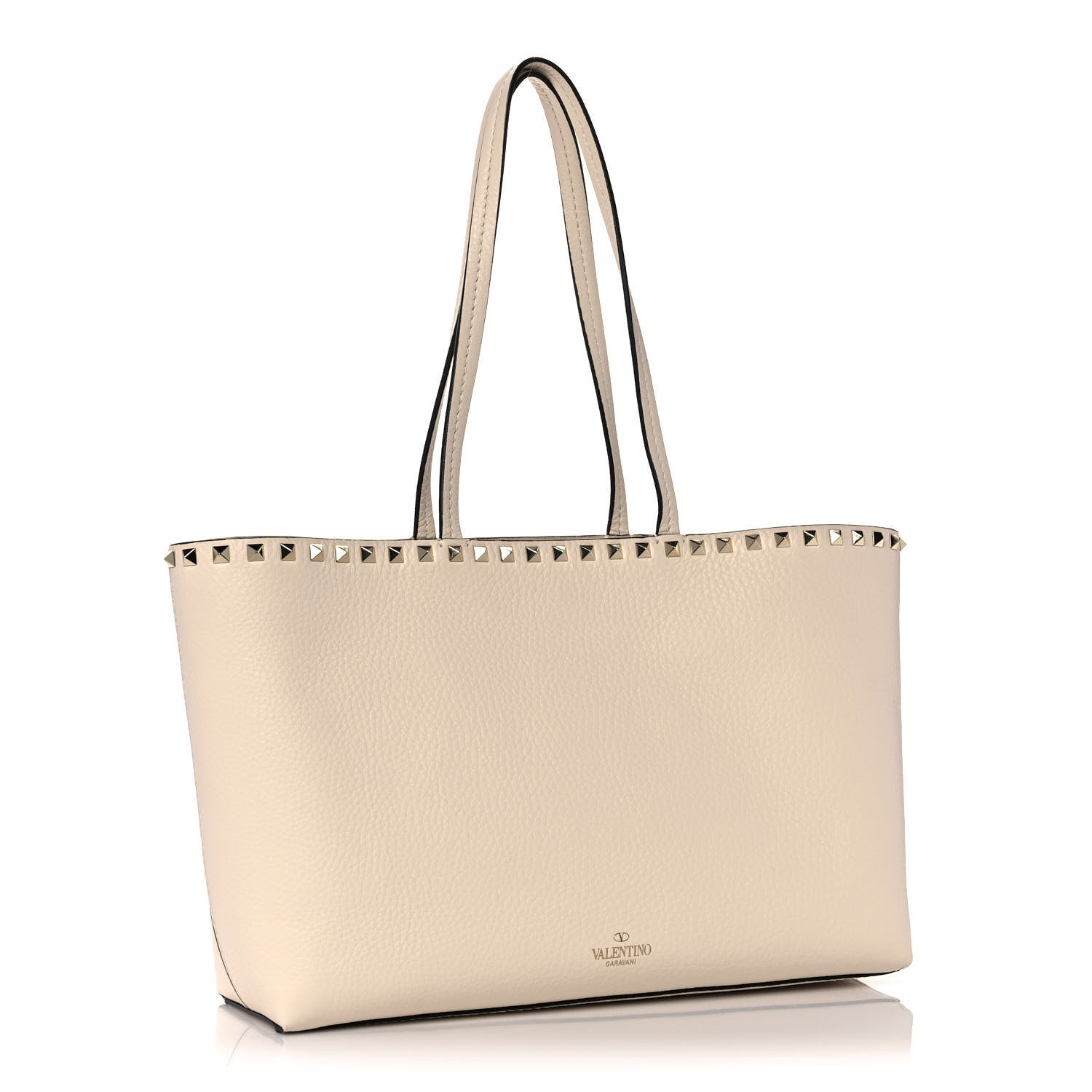 Valentino Garavani Grained Calfskin Small Rockstud Shoulder Tote Light Ivory 3 of 11