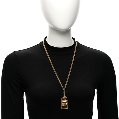 Chanel CC Padlock ID Dog Tag Charm Necklace Gold 2 of 5