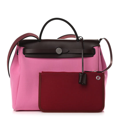 Hermes Toile Officier Vache Hunter Verso Herbag Zip Retourne PM 31 Bubblegum Rubis Rouge Sellier 1 of 11