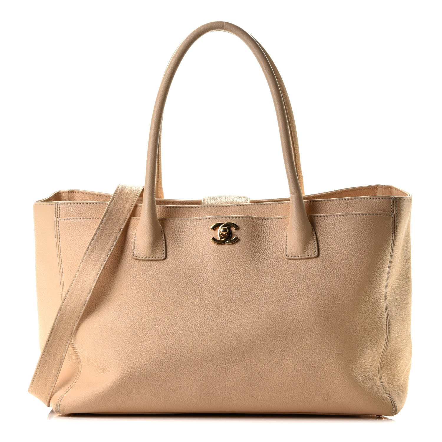 Chanel Calfskin Cerf Executive Shopper Tote Beige 1 of 16