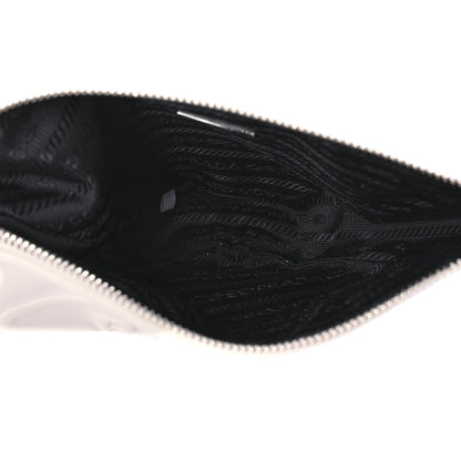 Prada Grace Lux Triangle Logo Embossed Triangle Wristlet Pouch White 4 of 9