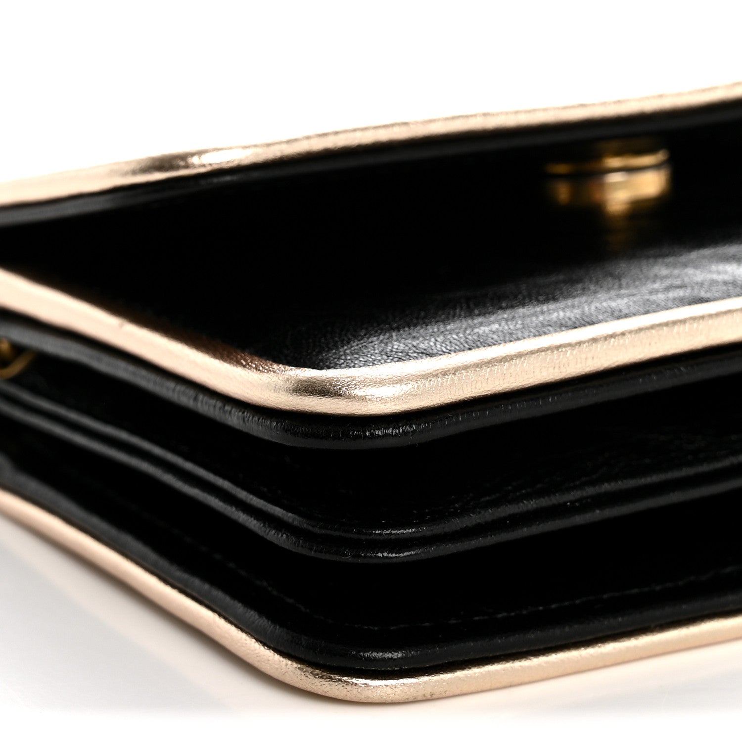 Chanel Metallic Calfskin Clutch With Chain Black Gold 10 of 11