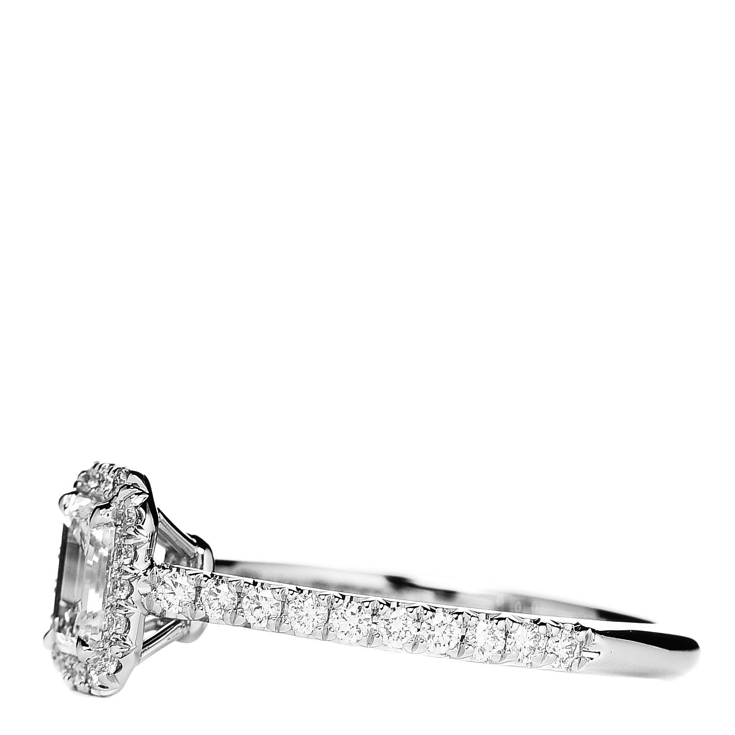 Tiffany Platinum Diamond .43ct Soleste Emerald Cut Engagement Ring 51 5.75 3 of 7