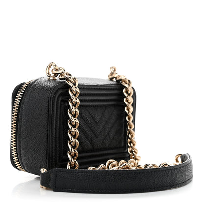 Chanel Caviar Chevron Quilted Mini Boy Clutch With Chain Black 3 of 11