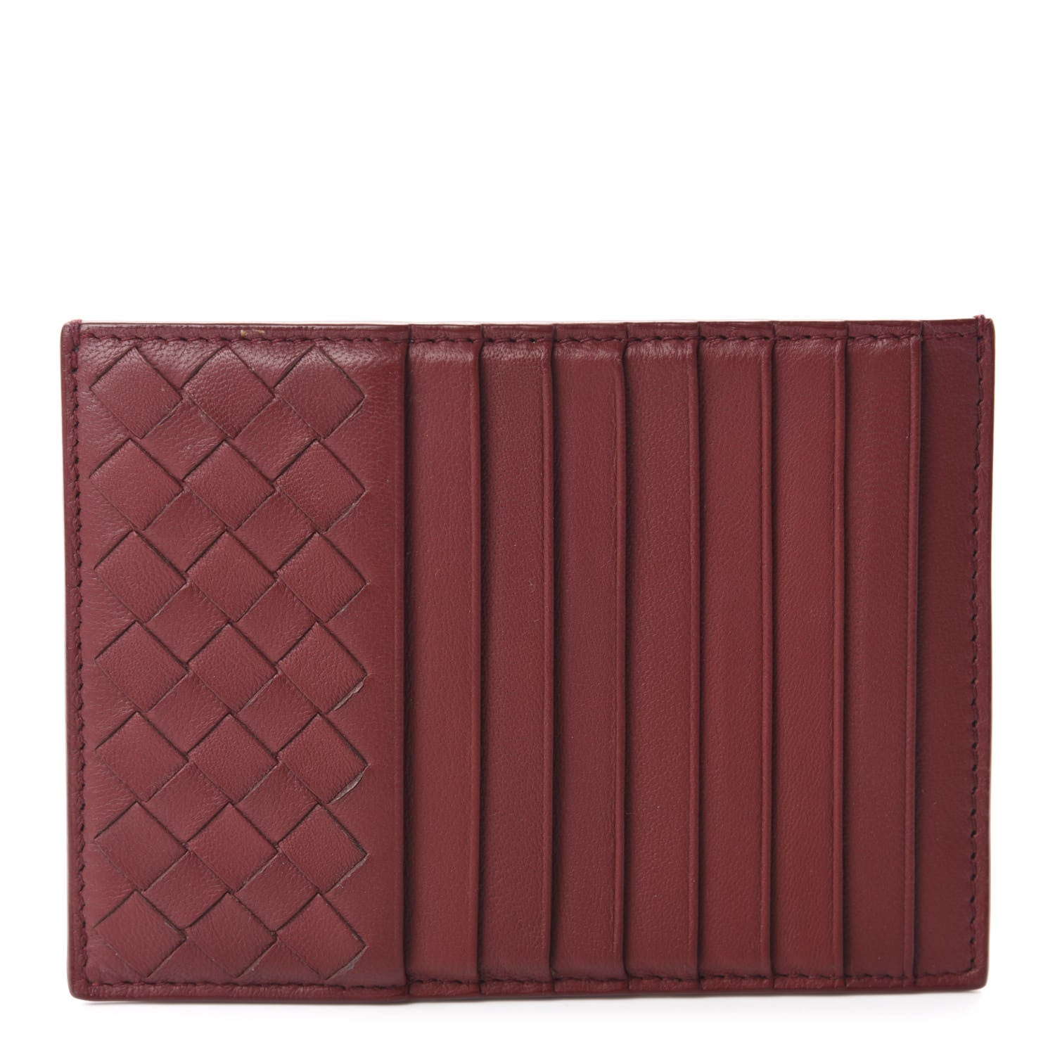 Bottega Veneta Calfskin Intrecciato Zip Card Holder Bordeaux 1 of 10