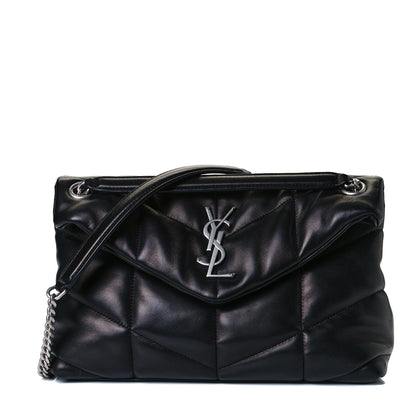 Saint Laurent Lambskin Quilted Small Loulou Puffer Monogram Chain Satchel Black 1 of 7