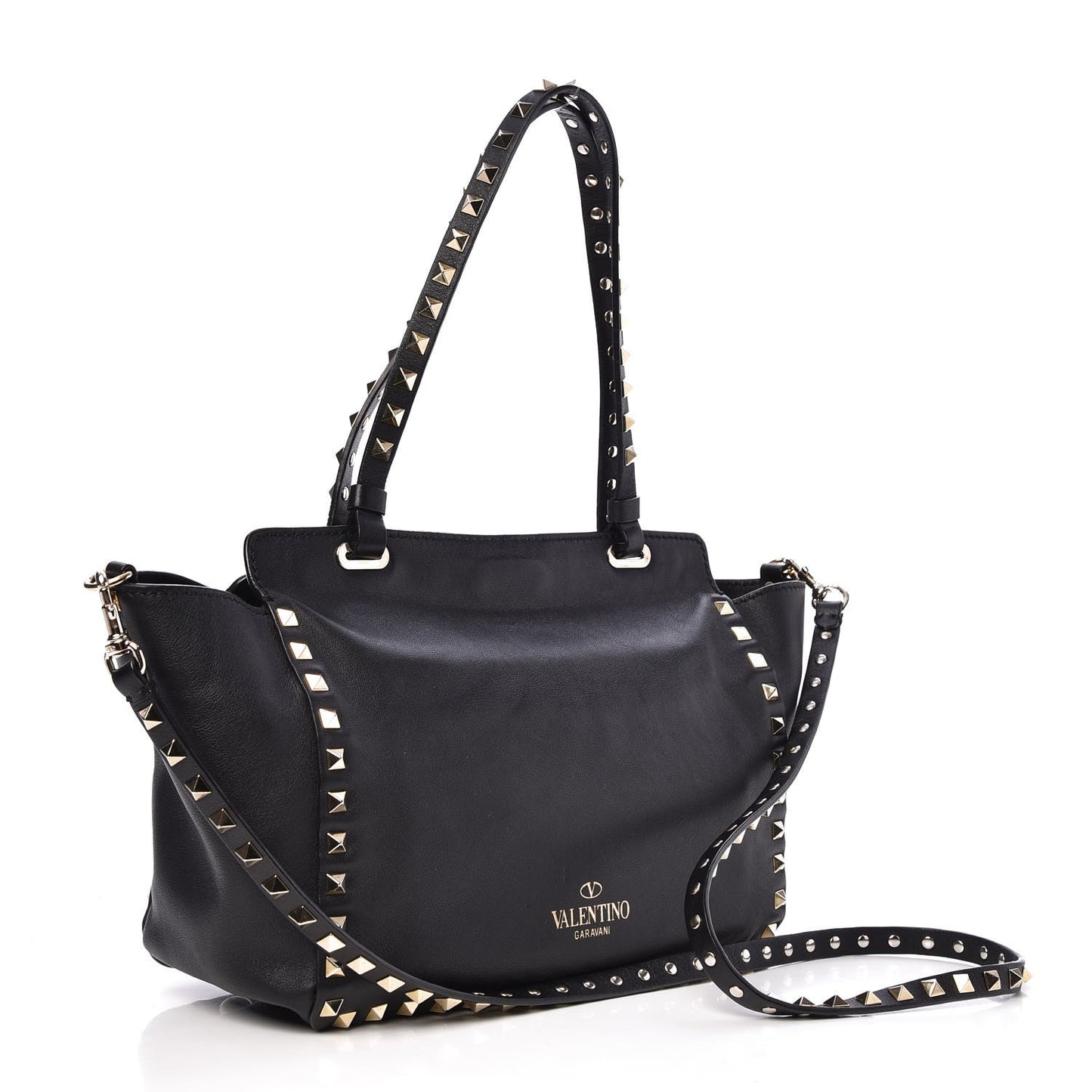 Vitello Small Rockstud Tote Black