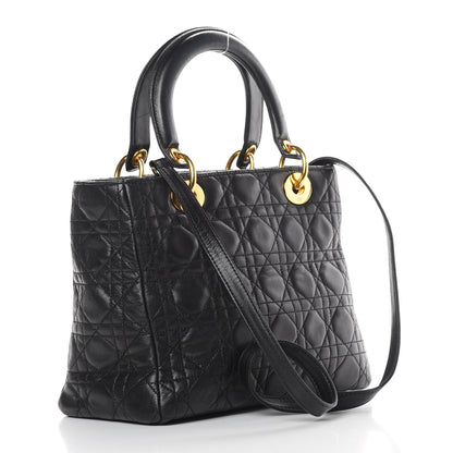 Christian Dior Lambskin Cannage Medium Lady Dior Black 3 of 15
