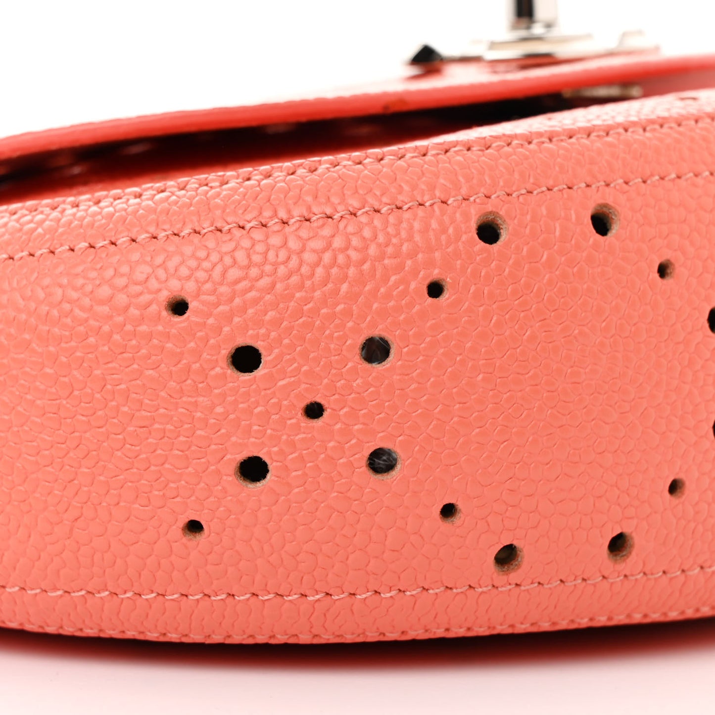 Caviar Perforated Messenger Bag Coral