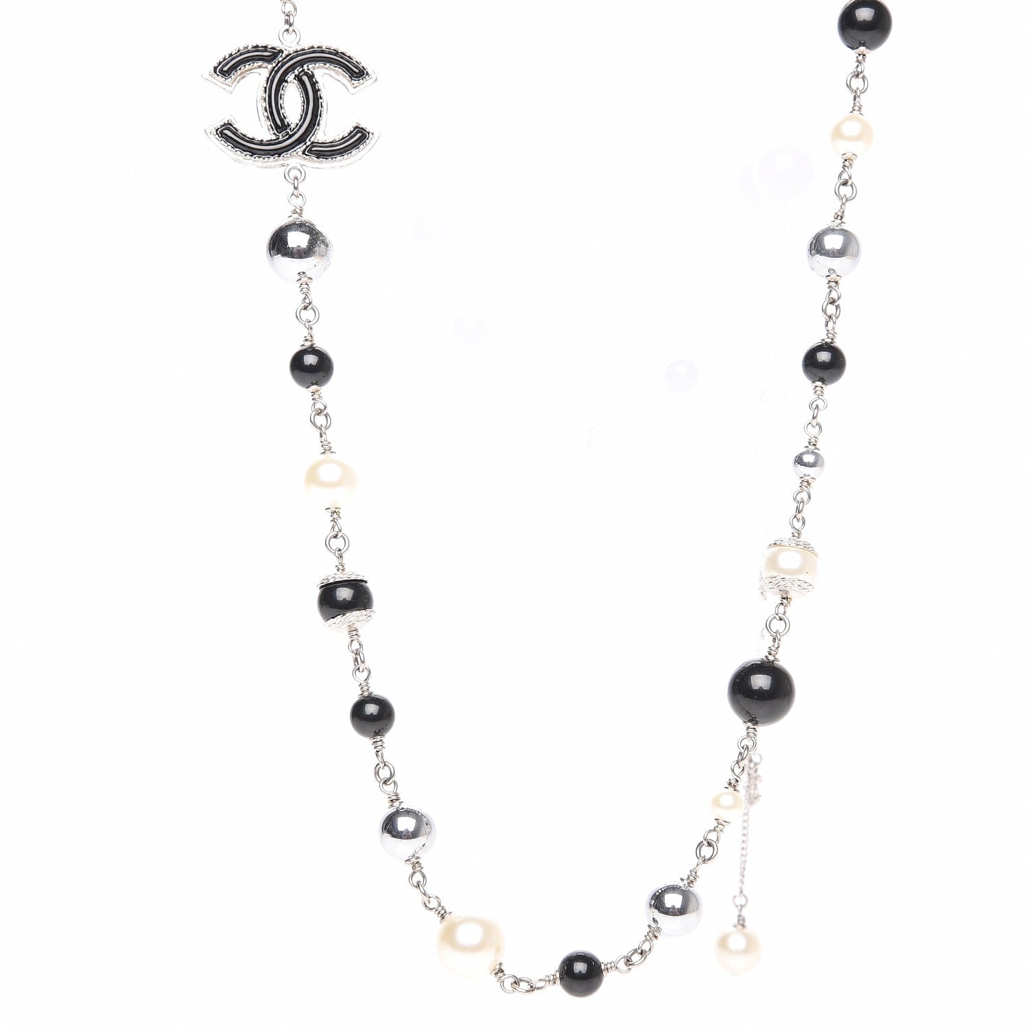 Chanel Pearl Beaded CC Long Necklace Black 1 of 6