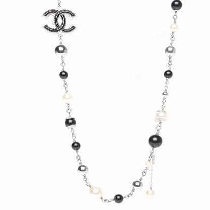 Chanel Pearl Beaded CC Long Necklace Black 1 of 6