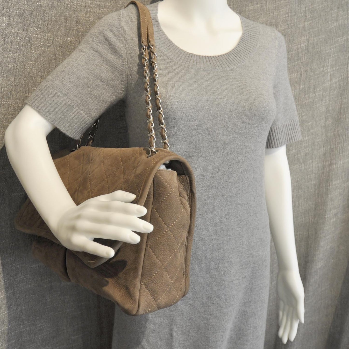 Ultra Soft Suede Calfskin Natural Beauty Large Flap Bag