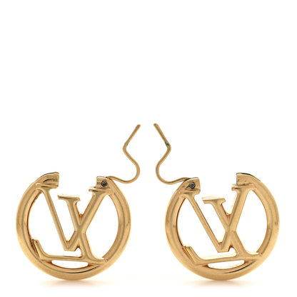 Louis Vuitton Metal Small Louise Hoop Earrings Gold 3 of 6