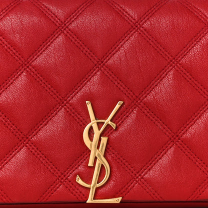 Saint Laurent Lambskin Diamond Quilted Becky Chain Wallet Rouge Eros 7 of 10