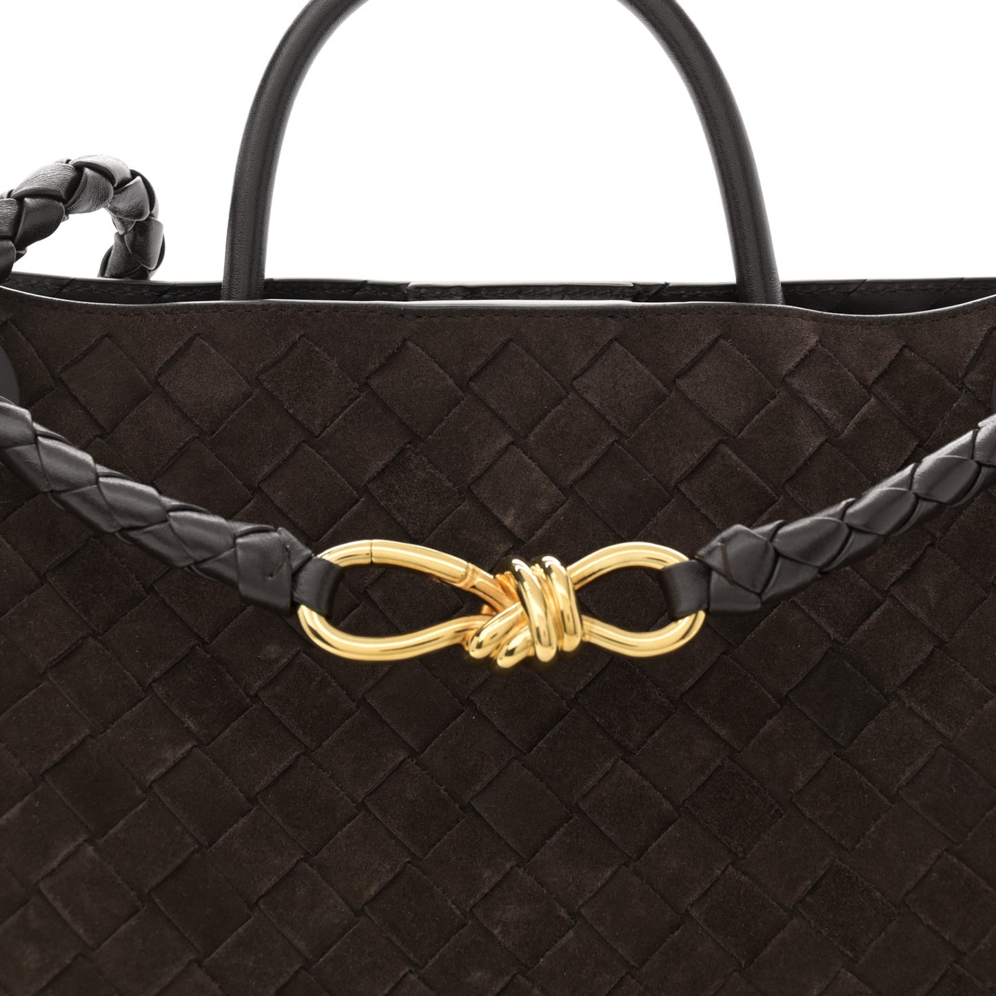 Suede Intrecciato Medium Andiamo Shoulder Bag Fondant