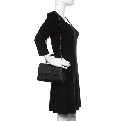 Chanel Caviar Chevron Quilted Mini Coco Handle Flap Black 2 of 11
