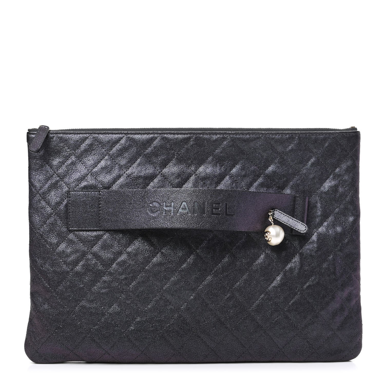 Chanel Iridescent Caviar Large Night by the C Pouch Clutch Black 1 of 7