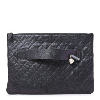 Chanel Iridescent Caviar Large Night by the C Pouch Clutch Black 1 of 7