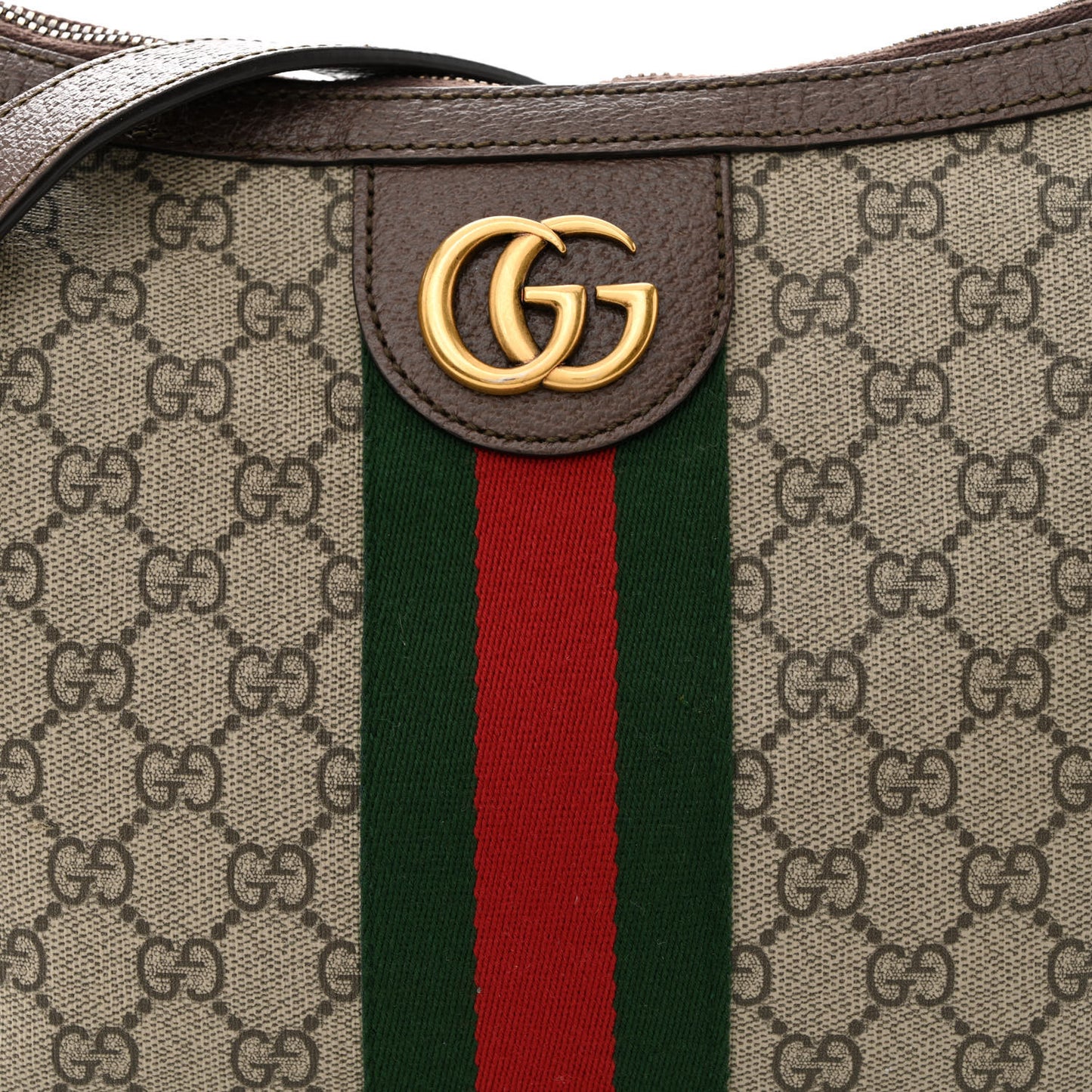 GG Supreme Monogram Web Small Ophidia Half Moon Hobo Brown