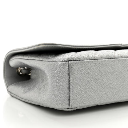 Chanel Metallic Caviar Quilted Medium CC Filigree Flap Silver 9 of 10