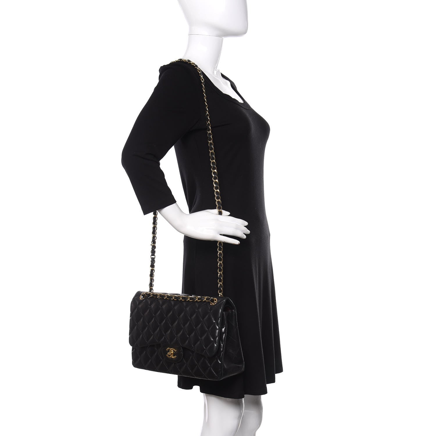 Chanel Lambskin Quilted Jumbo Double Flap Black 3 of 19