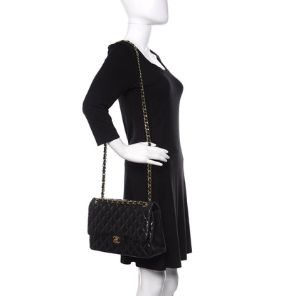 Chanel Lambskin Quilted Jumbo Double Flap Black 3 of 19