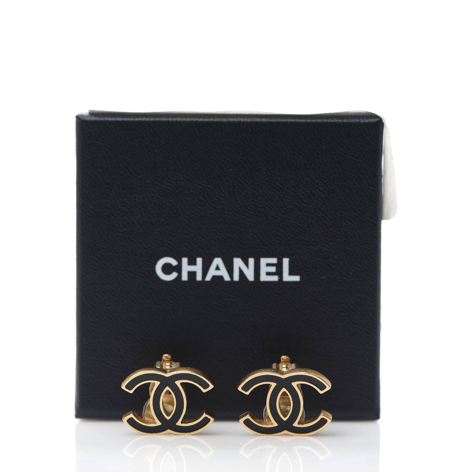 Chanel Enamel CC Clip On Earrings Gold Black 5 of 5