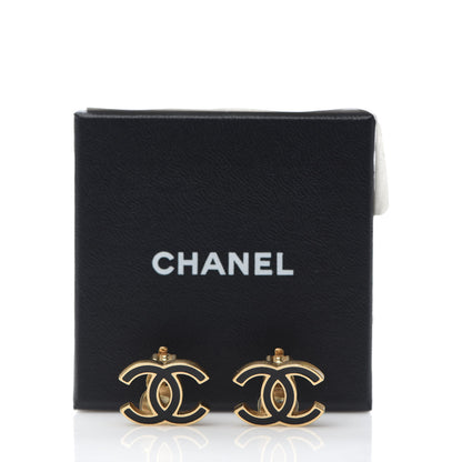 Chanel Enamel CC Clip On Earrings Gold Black 5 of 5