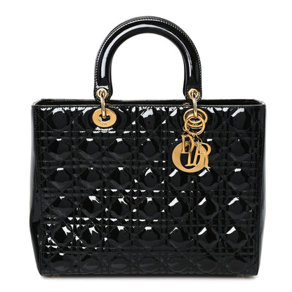 Christian Dior Patent Cannage Large Lady Dior Black 1 of 11