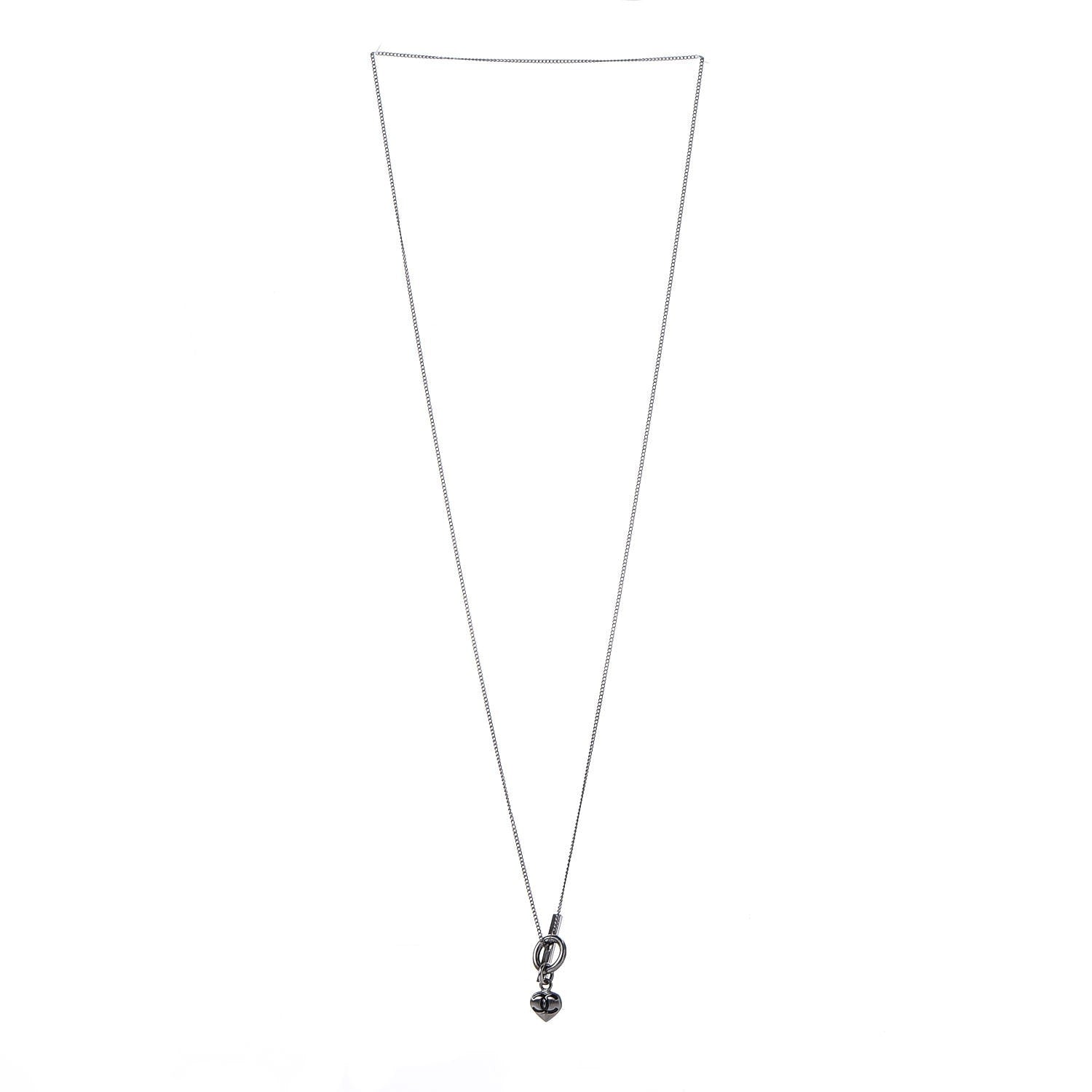Chanel Mini Heart CC Necklace Ruthenium 3 of 6