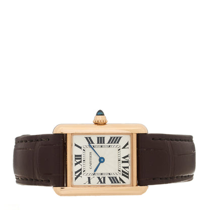 Cartier 18K Pink Gold Alligator 22mm Tank Louis Manual Winding Watch Brown 2 of 4