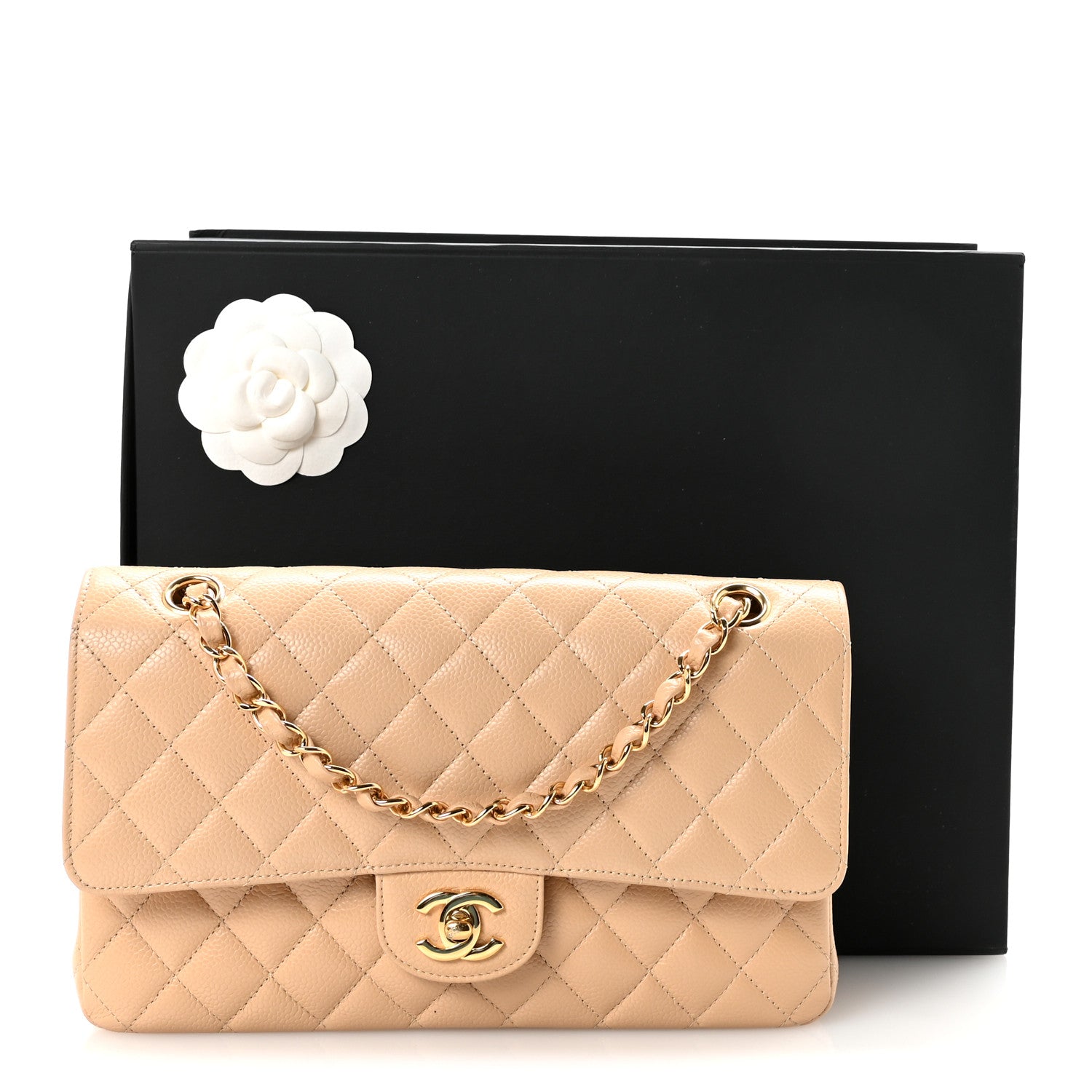 Chanel Caviar Quilted Medium Double Flap Beige 11 of 11