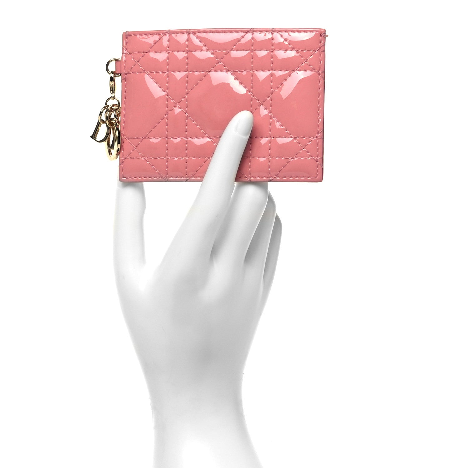 Christian Dior Patent Cannage Lady Dior Card Holder Peach Blossom 2 of 6