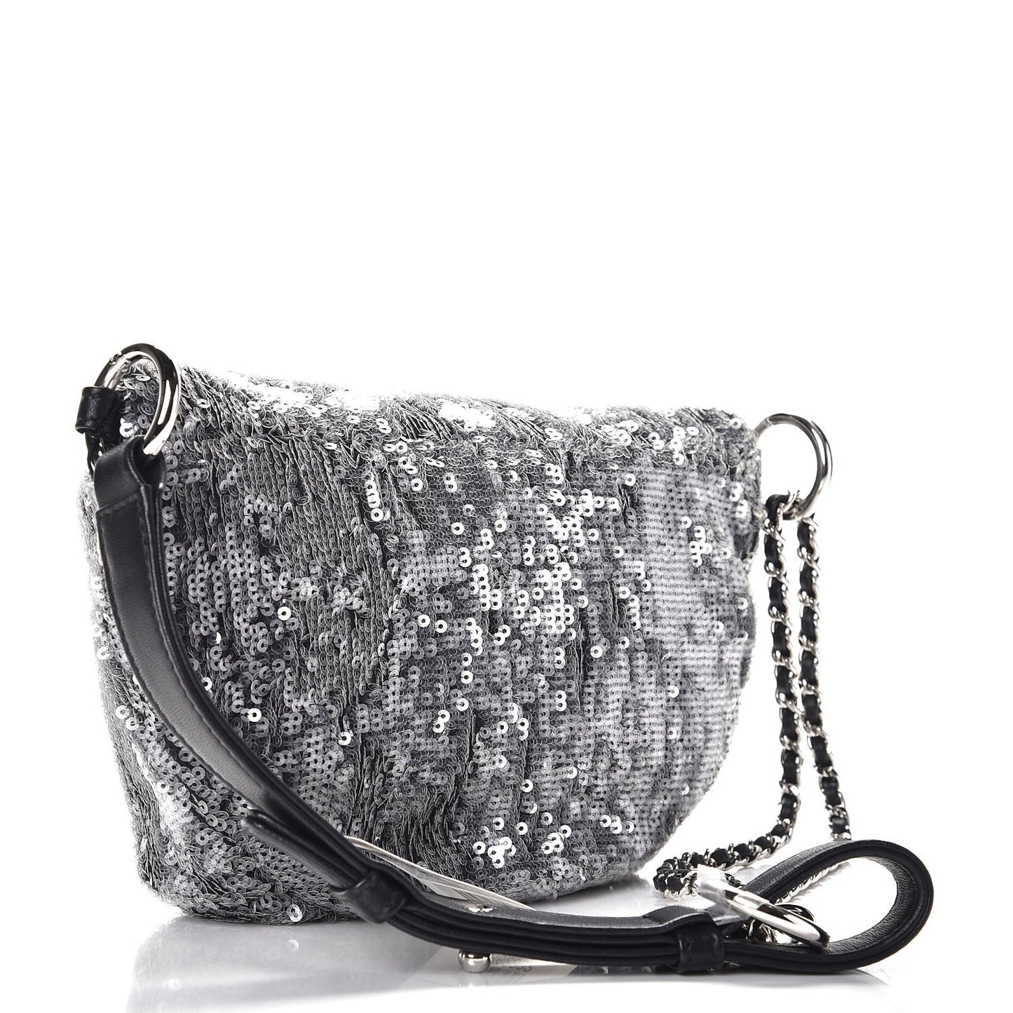 Sequin Waist Bag Fanny Pack Silver Black
