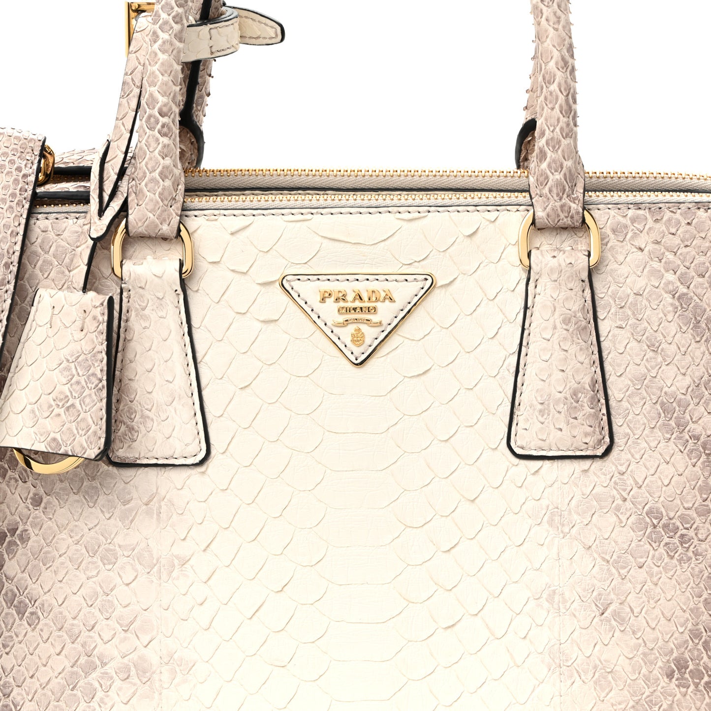 Snakeskin Medium Galleria Double Zip Tote Gradient White