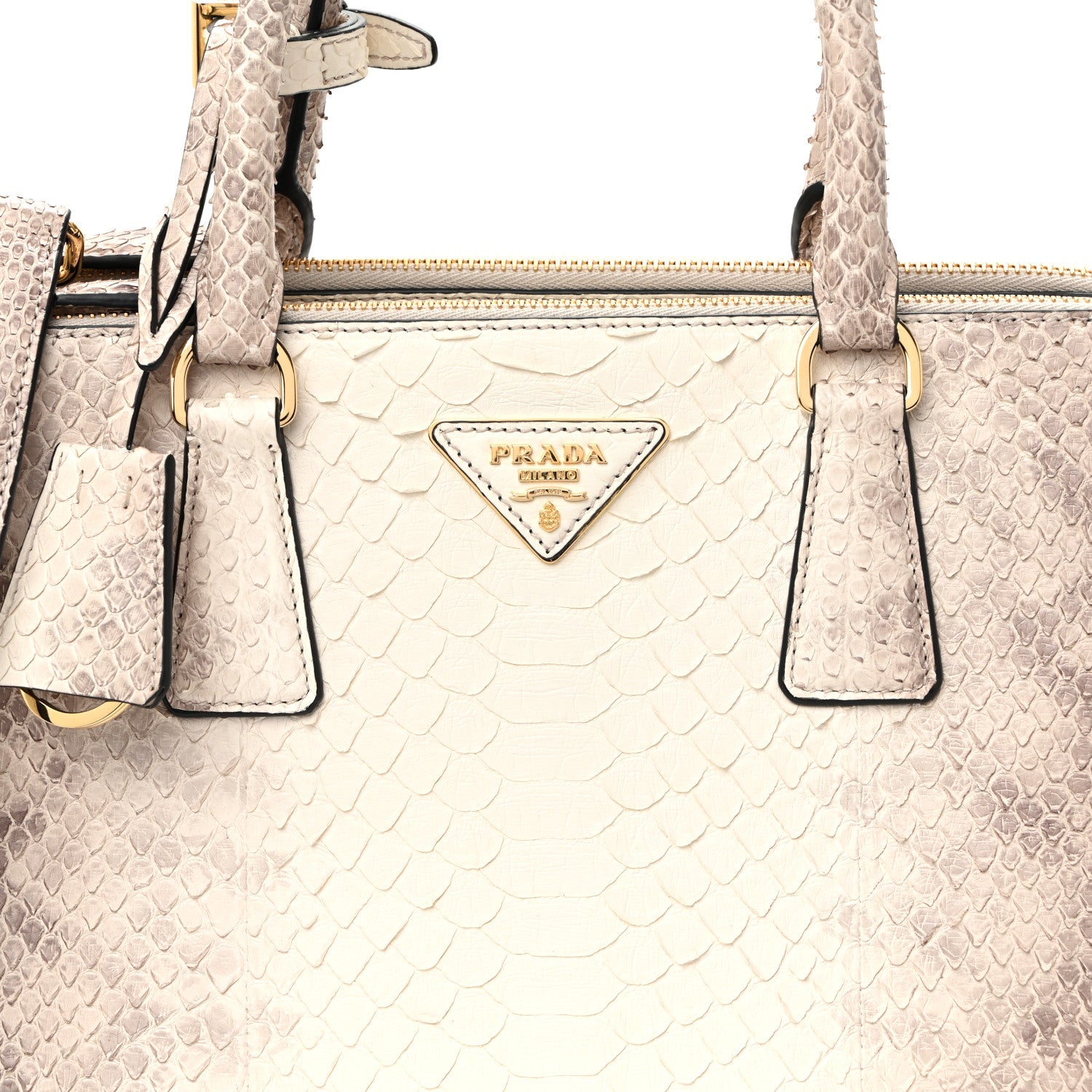 Prada Snakeskin Medium Galleria Double Zip Tote Gradient White 9 of 13