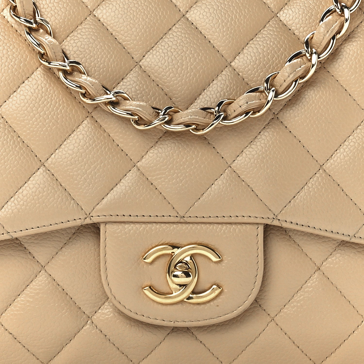 Chanel Caviar Quilted Jumbo Single Flap Beige Clair 9 of 12