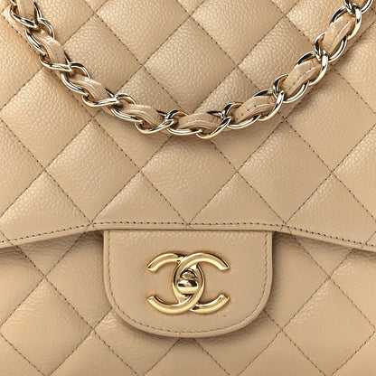 Chanel Caviar Quilted Jumbo Single Flap Beige Clair 9 of 12