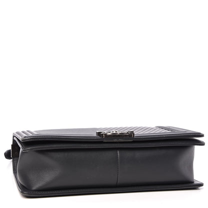 Chanel Calfskin Chevron Quilted New Medium Boy Flap Dark Grey 5 of 13