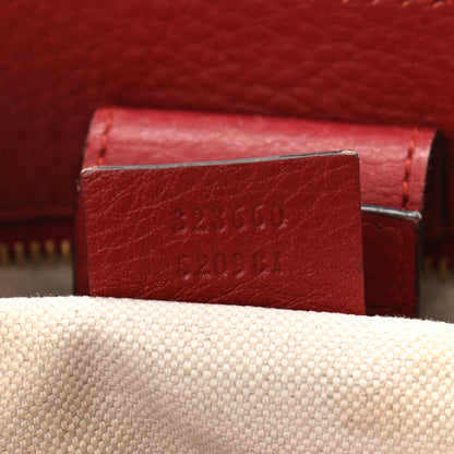 Gucci Pebbled Calfskin Medium Bamboo Shopper Tote Red 8 of 11