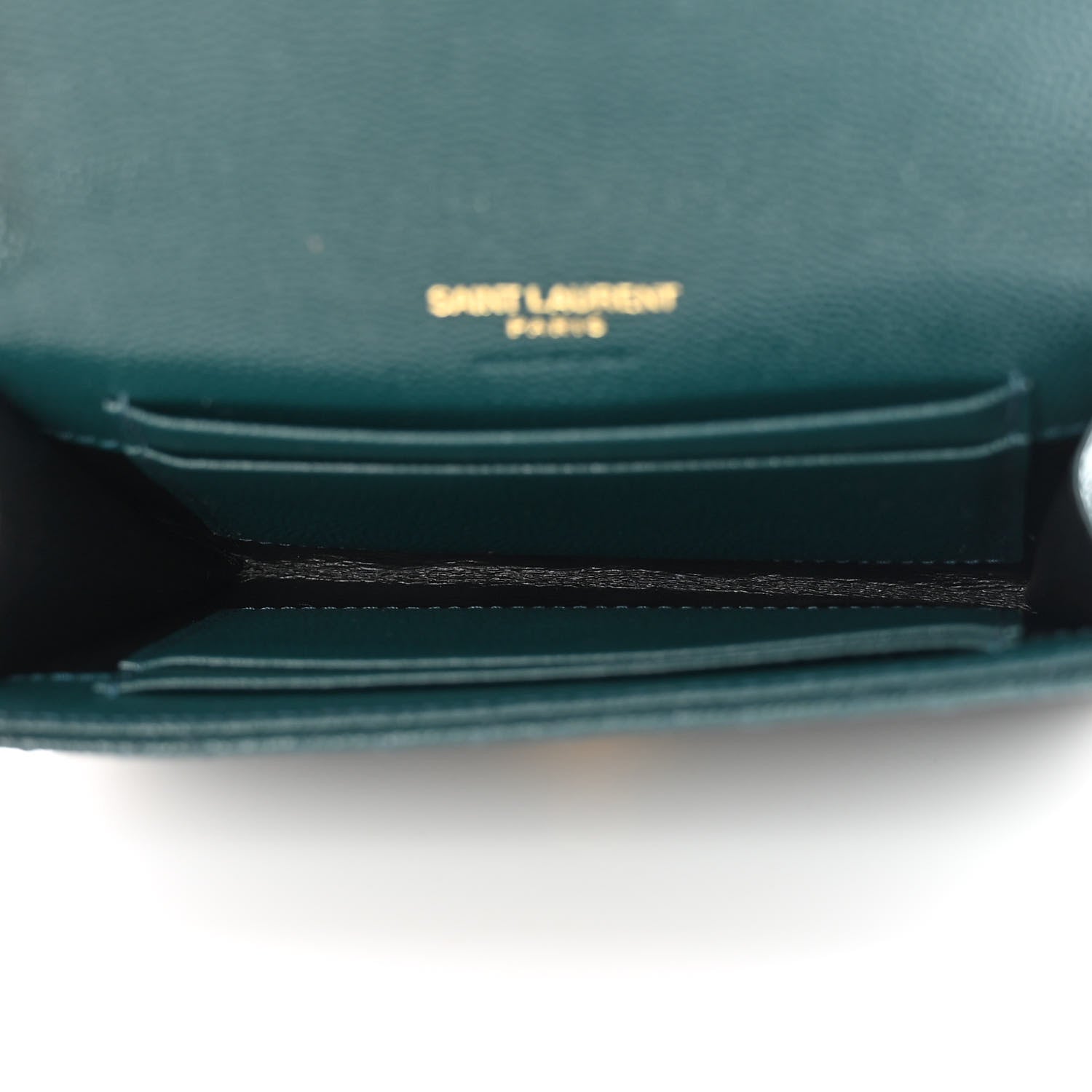 Saint Laurent Grain De Poudre Textured Mixed Matelasse Triquilt Small Monogram Envelope Wallet Sea Turquoise 5 of 10