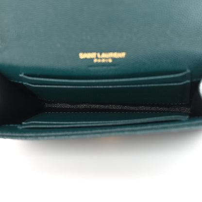 Saint Laurent Grain De Poudre Textured Mixed Matelasse Triquilt Small Monogram Envelope Wallet Sea Turquoise 5 of 10
