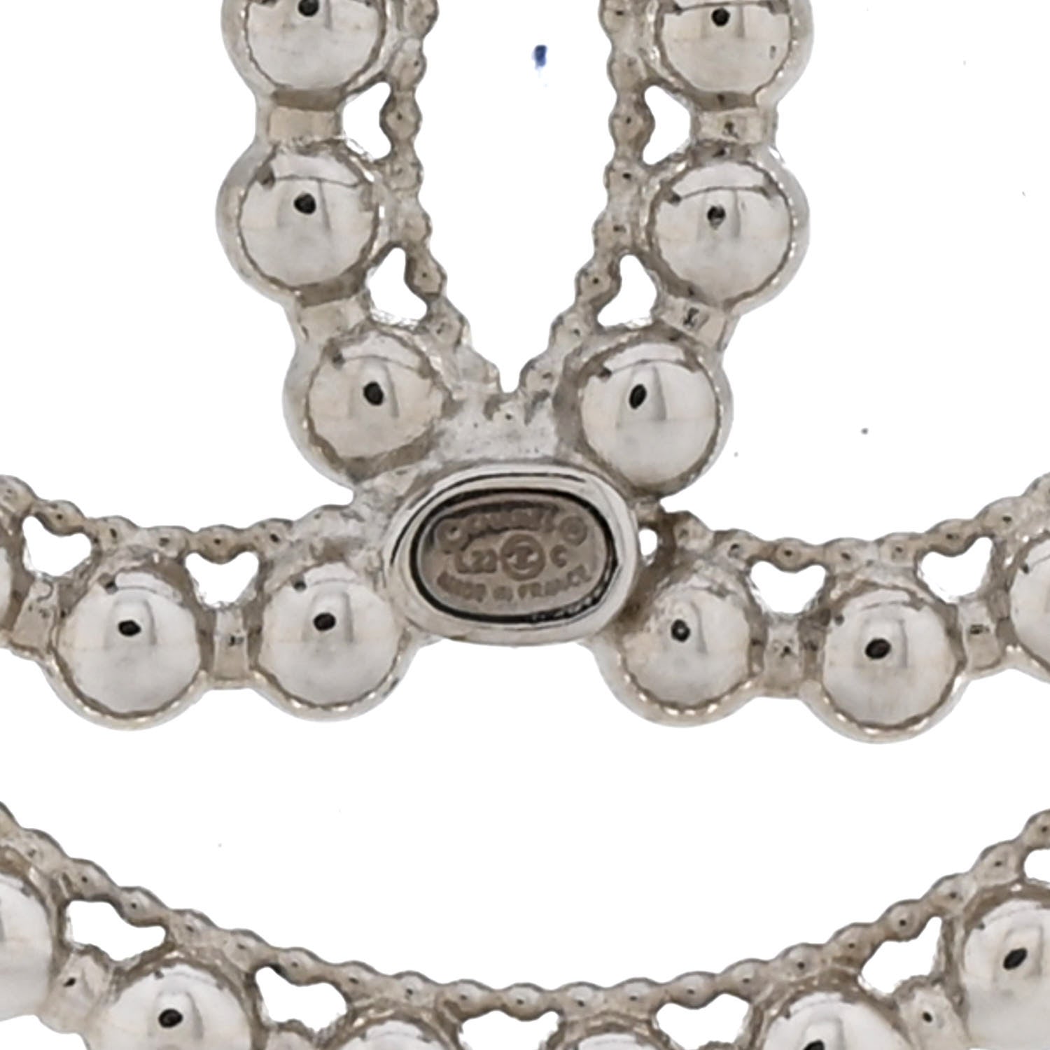 Chanel Metal Bead CC Round Brooch Silver 3 of 4