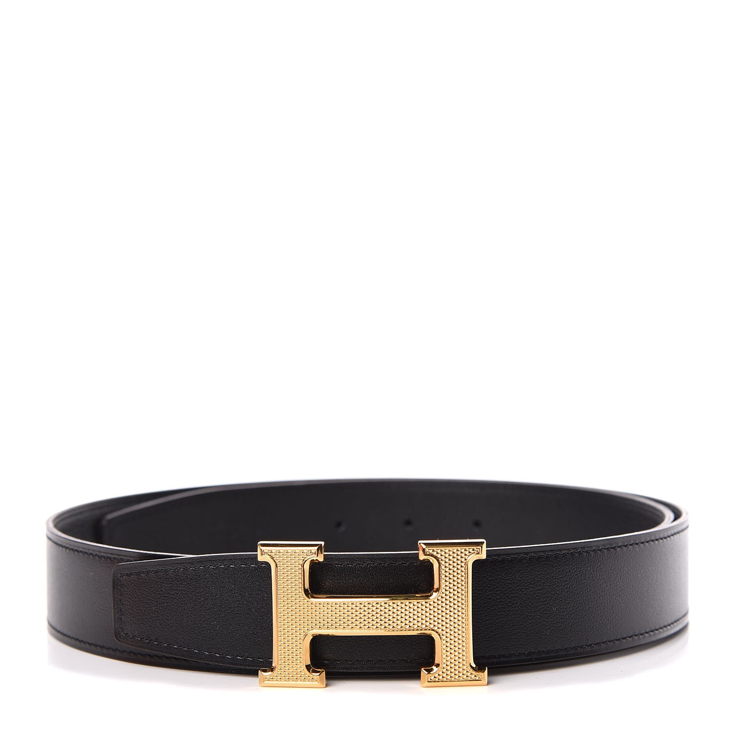 Hermes Box Togo 32mm Guilloche H Belt 90 Black 1 of 7