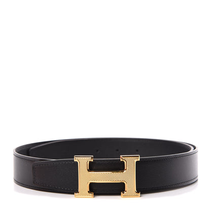 Hermes Box Togo 32mm Guilloche H Belt 90 Black 1 of 7